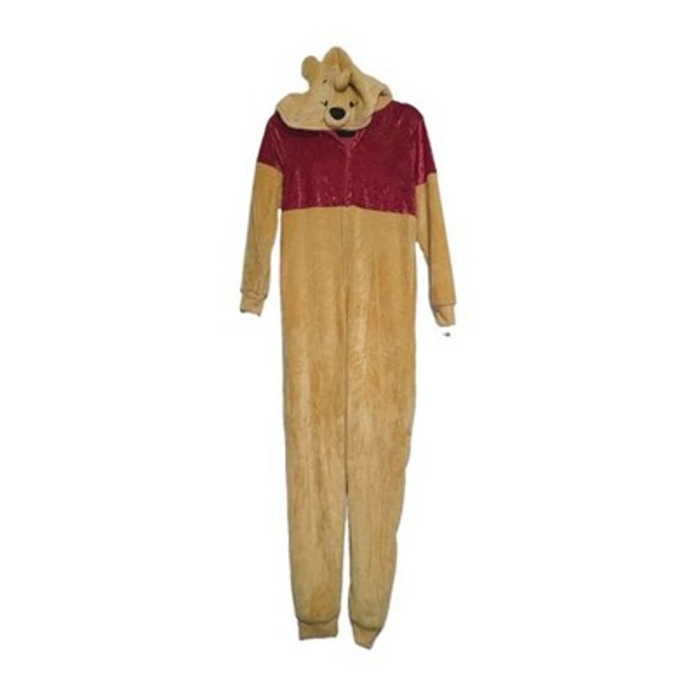 Vintage Disney Store Winnie the Pooh Plush Costume Womens S Hooded Yellow Red